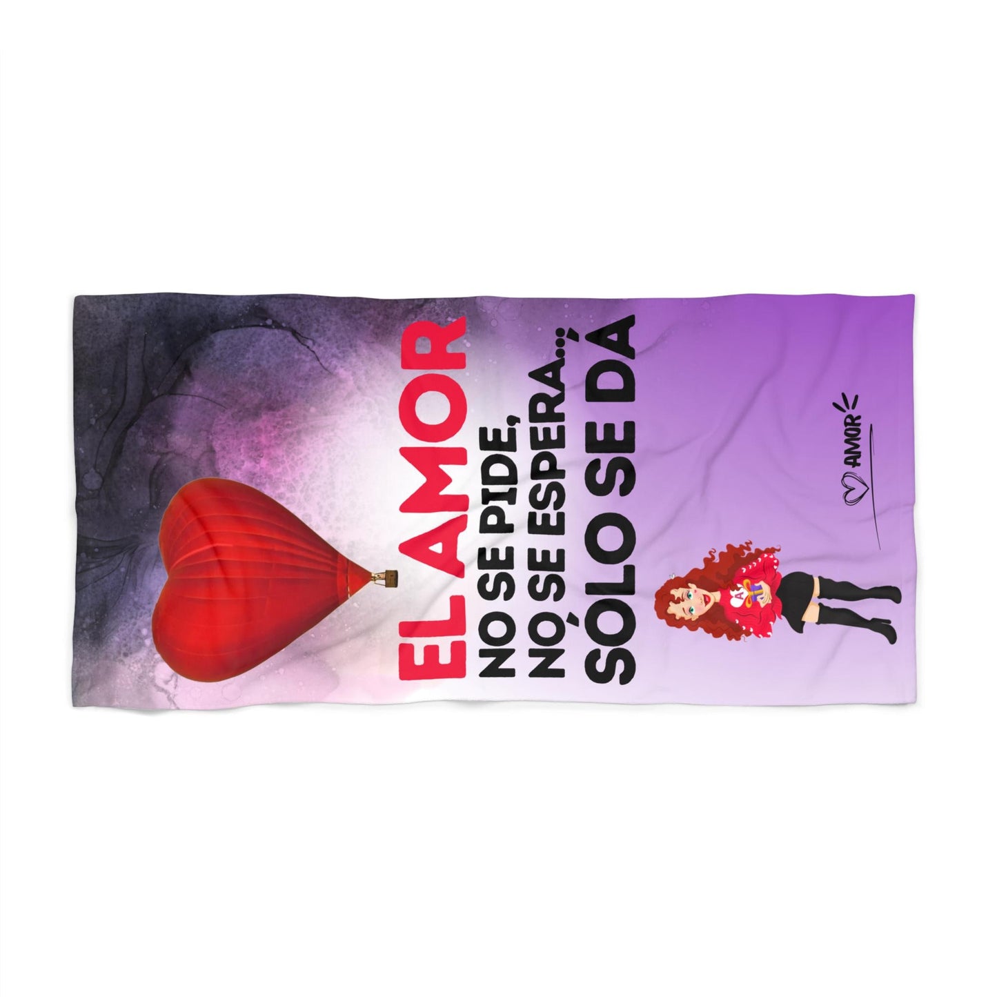 Toalla de playa AMOR, con mensaje positivo