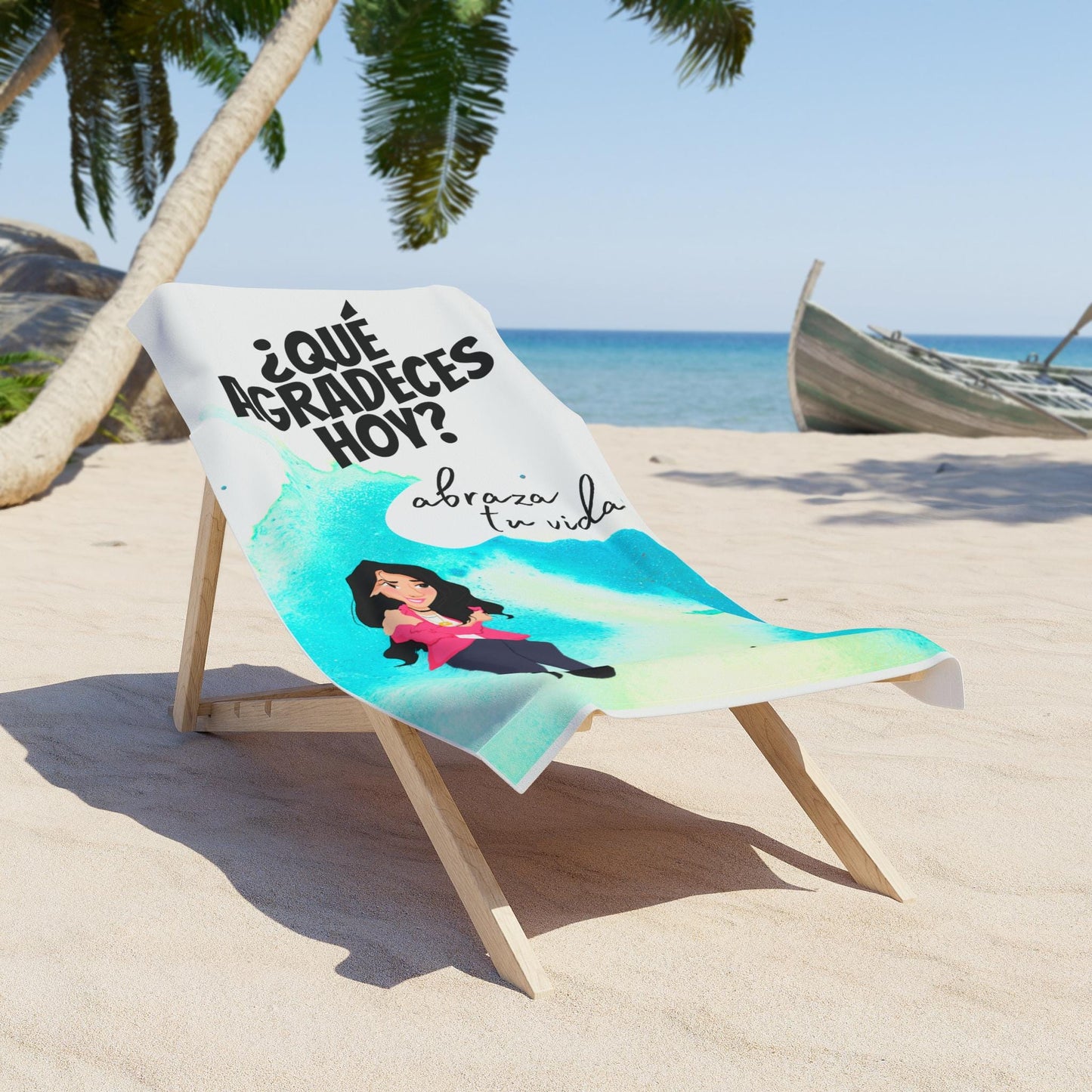 Toalla de Playa Gratitud, con mensaje positivo