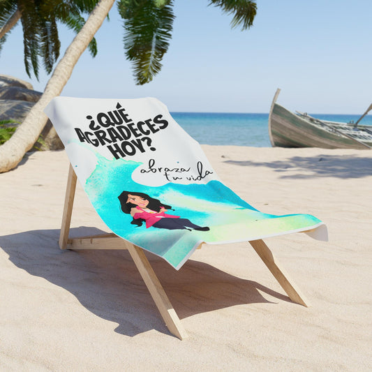 Toalla de Playa Gratitud, con mensaje positivo