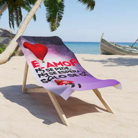 Toalla de playa AMOR, con mensaje positivo